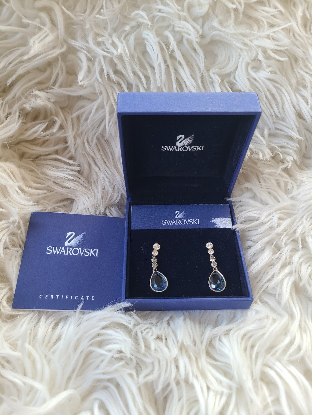 Swarovski Meringue Montana Pierced Earrings- Excellent Condition